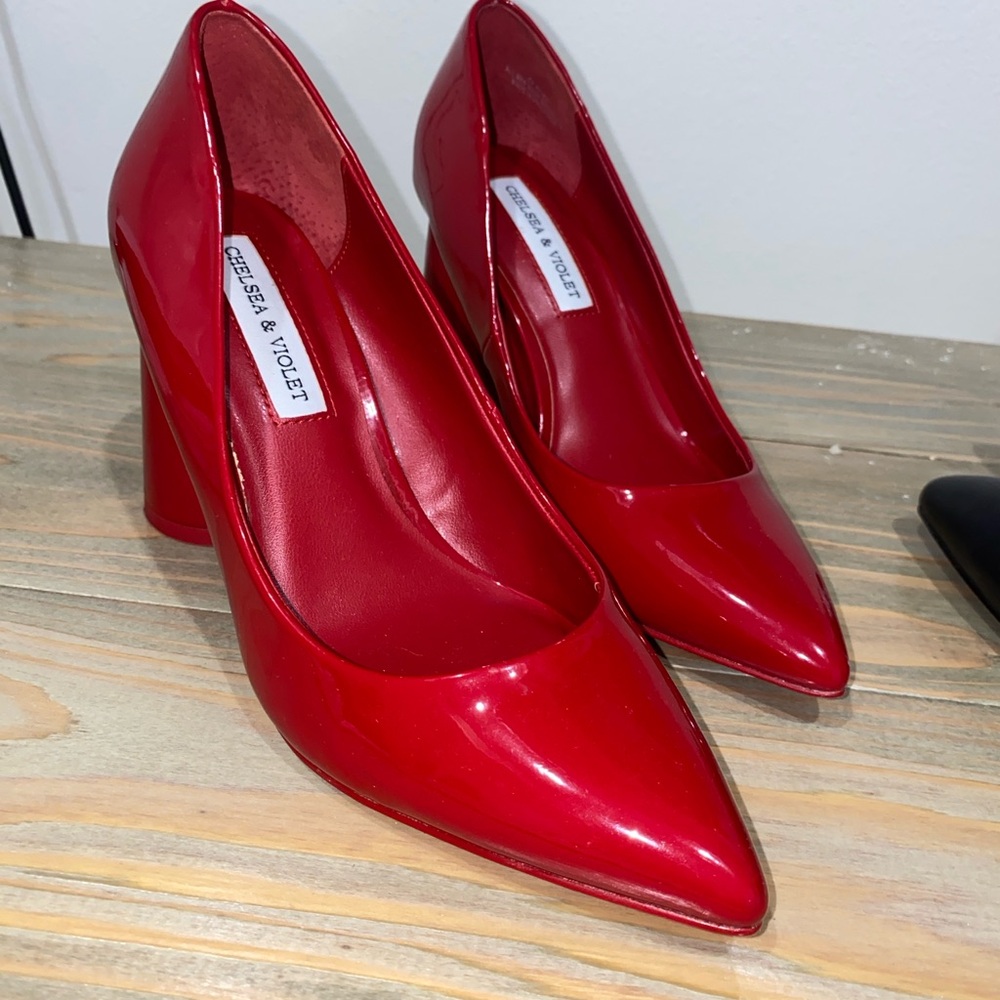 Chelsea & Violet Glossy Red Heels